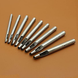 Mivofun 9 Size Oval Hole Punch Set for Leather 1.4mm-5mm, Carbon Steel Hollow Leather Crafting Hand Punching Tool Kit for Watch Cloth Belt Gaskets