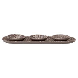 Bloomingville - Thea Tapas Set - Brown - Stoneware - Tray: (L x H x D) 35 x 1.5 x 8.5 cm / Bowls: (L x H x D) 9 x 2 x 6.5 cm - Set of 4