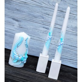 Magik Life Unity Candle Set for Wedding - Wedding Accessories for Reception and Ceremony - Decorative Pillars Teal