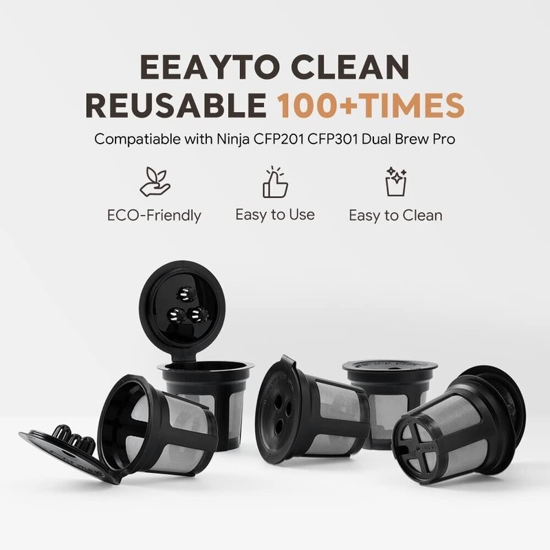 4 Reusable Refillable K Cup Coffee Filter Pods for Ninja