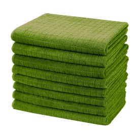 gryeer 8 Pack Tea Towels, 100% Microfibre, Soft, Super Absorbent and Lint Free Kitchen Towels, 45 x 65 cm, Green