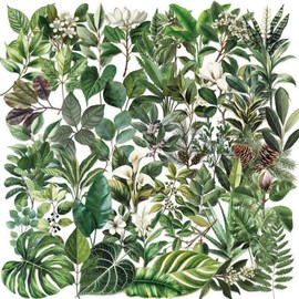 50pcs Transparent Green Leaf Sticker for Scrapbooking PET Nature Stickers Stickers Plant Craft Sticker for Journaling Clear Foliage Decals (LY)