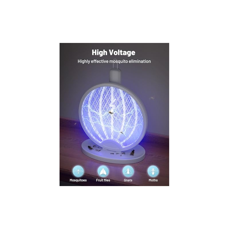 YISSVIC 2 in 1 Mosquito Killer Racket, 4000V Foldable Electric