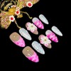 Handmade Press-on Nails, 3D Floral Design, Medium Almond Shape, Pink