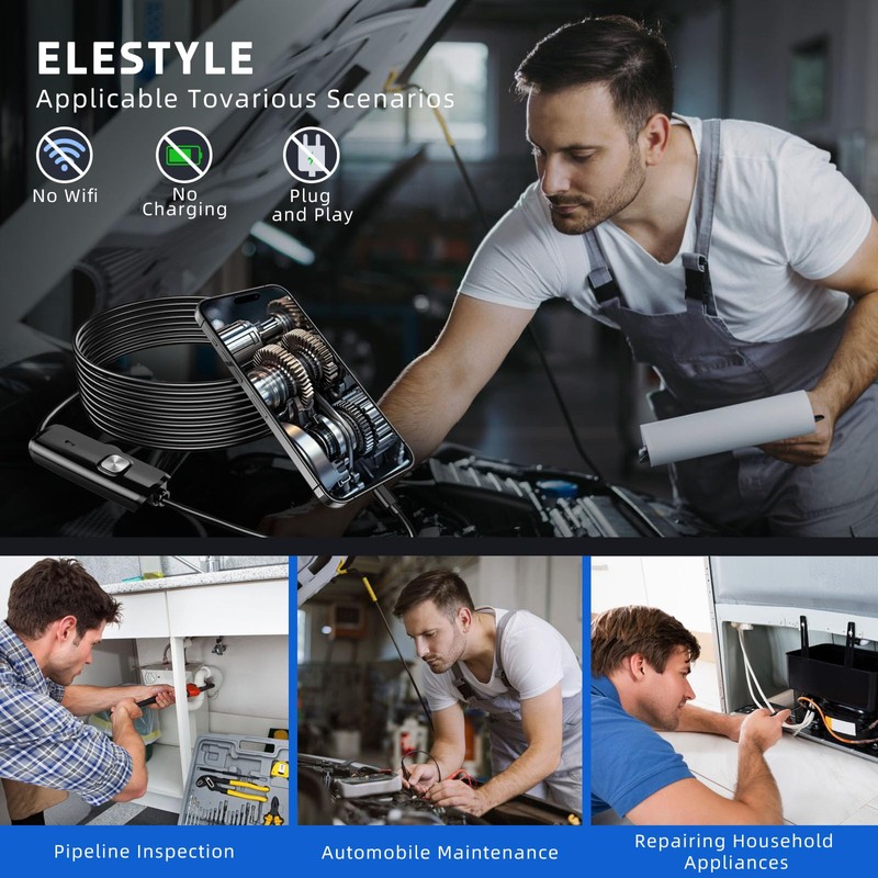 Vexloria Dual Lens Endoscope Inspection Camera, 1920p HD Inspection Camera,