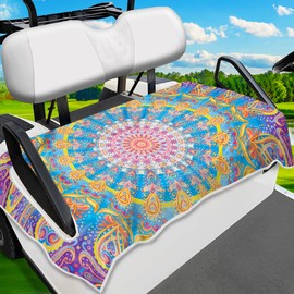ENYORSEL Golf Cart Seat Covers, Mandala Golf Cart Seat Towel Blanket for All EZGO, Yamaha, Club Cars, Icon and More 2/4-seats Cart, 100% Microfiber, Essential Golf Cart Accessories, 51'' x 31''