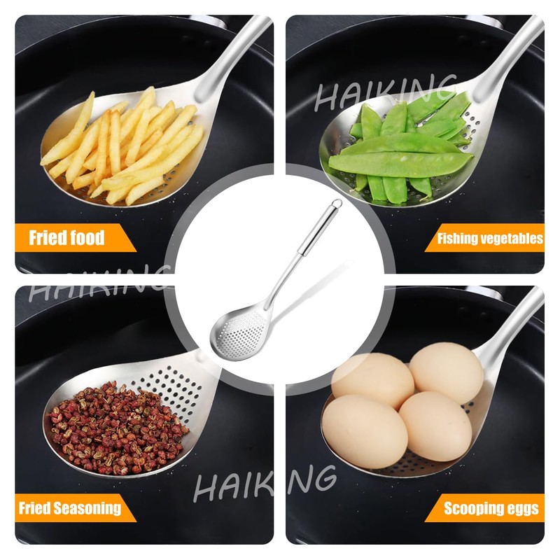 HAIKING Skimmer Slotted Spoon, 1 PCS Stainless Steel Kitchen Strainer