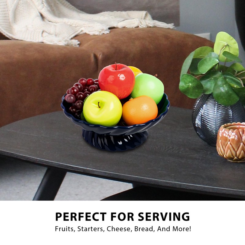 Nattol 9.5-Inch Ceramic Fruits Bowl, Decorative Serving Plate, Centerpiece Fruits