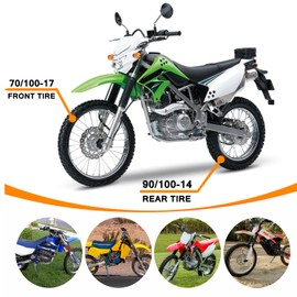 HOLATO Rear 90/100-14 3.00-14 Front 70/100-17 2.50/2.75-17 Inner Tube for 110cc 125cc KLX125 KLX140 KX85 TTR125 YZ80 YZ85 RM80 CR80 TaoTao DB17 Apollo RFZX18 Coolster Dirt Pit Bike Off Road Motocross