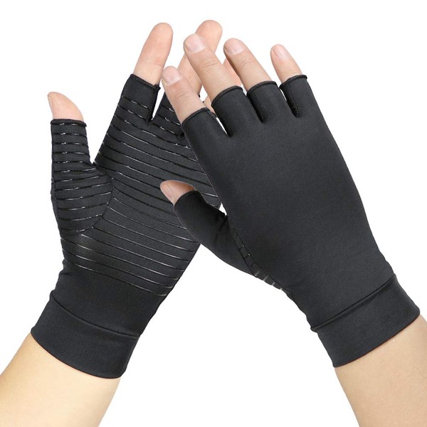Compression Gloves for Women Men -Copper Arthritis Gloves Pain Relief (Pair) (Large)