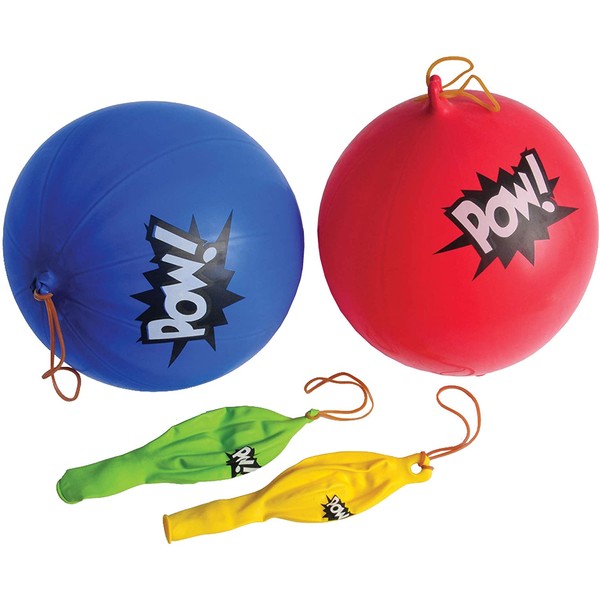 U.S. Toy Lot Of 12 Assorted Color Comic Book Super Hero Design Punch Balloons,blue, red, yellow, green