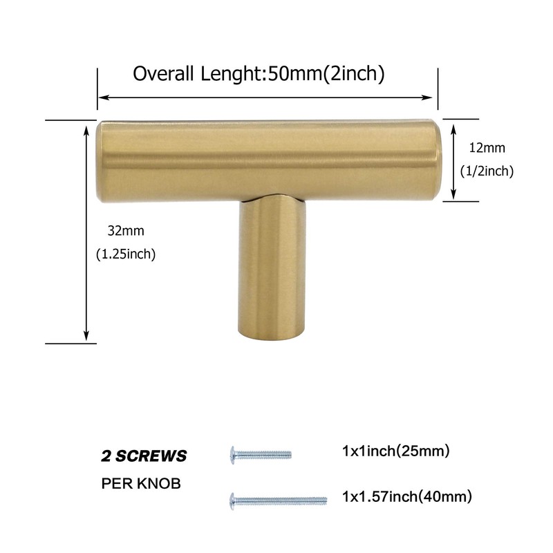 homdiy 10 Pack Gold Cabinet Knobs Kitchen Cabinet Knobs -