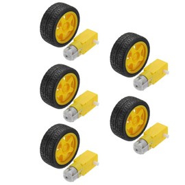 DollaTek 5Pcs Smart Car Robot Plastic Tire Wheel with DC 3-6V Gear Motor for Arduino