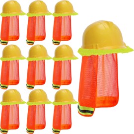 Eurzom 10 Pack Hard Hat Neck Sun Shield with Secure Fasteners Reflective Stripe Safety Hard Hat Shade Accessories Breathable Mesh for Construction Outdoor Landscaping (Orange)