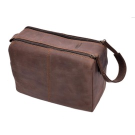 Menzo Leather Toiletry Bag, Toiletry Bag, Travel Toiletry Bag, Men and Women, Brown, Toiletry bag