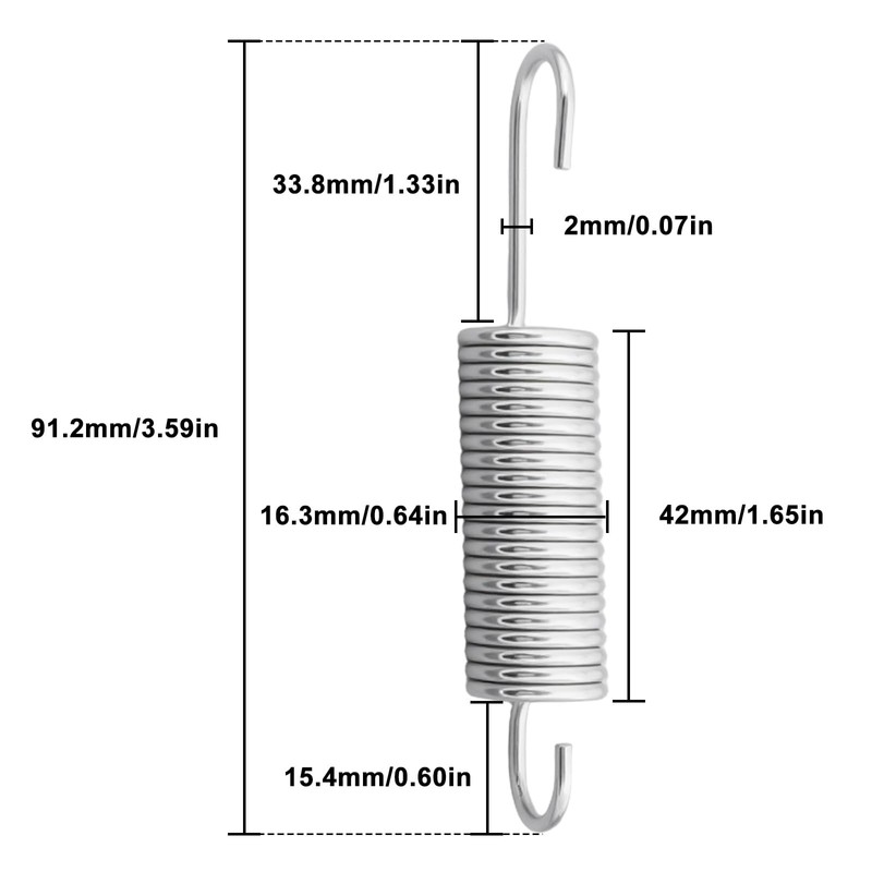 ECSiNG 2pcs Deck Chair Tension Springs Wire Galvanised Steel Long