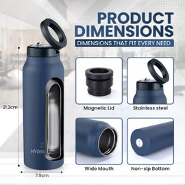 HydroMag - Water Bottle with Magnetic Phone Holder -27oz Stainless Steel Portable Mag safe Water Bottle - Leak-Proof Lid & Easy-Grip Design - Perfect for Gym, & Outdoor Activities (Obsidian Black)