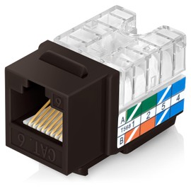 Everest Media Solutions 90° Angled CAT6 Keystone Jack in Brown - Slim Profile RJ45 Ethernet Connector - Compatible with 90° Angled Speed Termination Tool - easyJACK (B094WB91H3) - 10-Pack