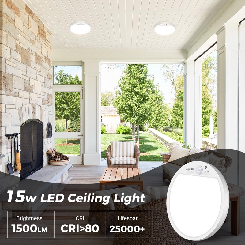 slochi LED Ceiling Light with Motion Sensor Indoor, 15 W,