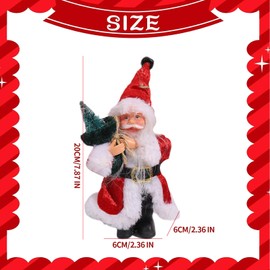 20 cm Christmas Santa Claus Figurine Ornament, Realistic Standing Santa Claus Doll, Traditional Santa Claus Figure Xmas for Christmas Window Table Home Gift DIY Ornaments Festival Decoration (B)