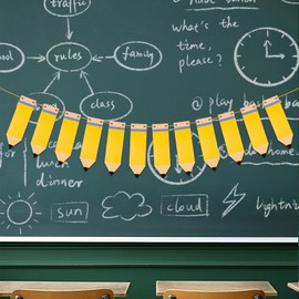Oeyliz Back to School Pencil Banner Pencil Garland Classroom Decor DIY Pencils Banner First Day of School Photo Props Back to School Pencils Themed Classroom Teacher Office Party Decorations