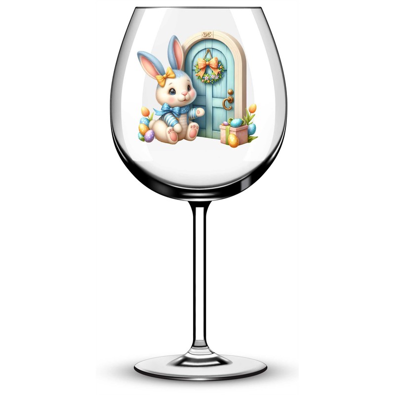 x12 Cute Rabbit Easter Bunny Glass Vinyl Decal Stickers Colour