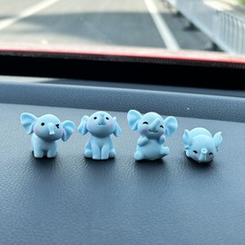 4 Pcs Mini Resin Elephants Cute Car Accessories, Funny Car Rear View Mirror & Dashboard Decorations, Adorable Car Interior Ornaments for Men Women