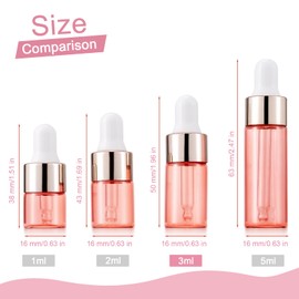 Njvial 3mL Mini Glass Dropper Bottles for Essential Oils Travel Size Leak Proof Refillable Sample Bottles for Liquids DIY Craft 100pcs Rose Gold with 5 Plastic Droppers
