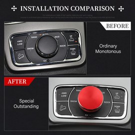 LECART Para Jeep Grand Cherokee Accessories 2014-2021 Central Multimedia 4WD cubierta de perilla de interruptor de aleación de aluminio, color rojo, 1 paquete