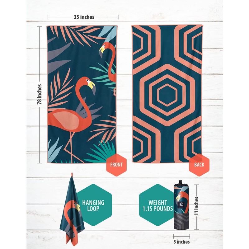 VENTURE 4TH Microfiber Beach Towel: Quick-Dry, Compact, Sand-Free, Absorbent, Sandproof