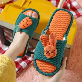 Four Seasons Indoor Non-Slip Home Slippers for Women Anti-slip Radish Rabbit Tangerine: 36-37 5ea