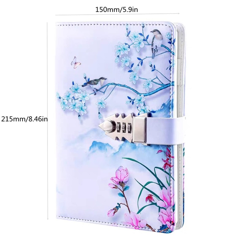 A5 PU Leather Journal with Password Lock for Women,Composition Notebook
