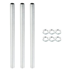 PATIKIL M12 Thread 7.87" Lamp Pipe Kit with Lock Nuts, 3 Set All Thread Rods Fasteners Hardware for Chandelier Ceiling Light DIY, Zinc Plating