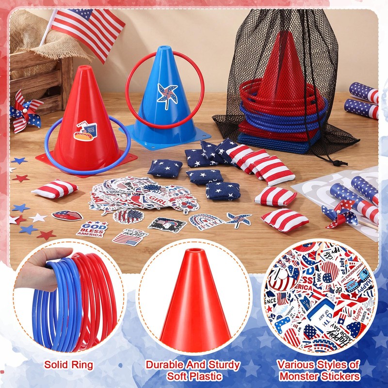 RoundFunny 12set 3 in 1 Independence Day Ring Toss Game