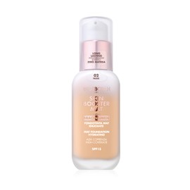 Deborah Milano Skin Booster MAT Foundation from Serum SPF 15 No.2 Nude, Invigorating and Brightening with Vitamin C, Natural Effect, Smooths Complexion 30 ml