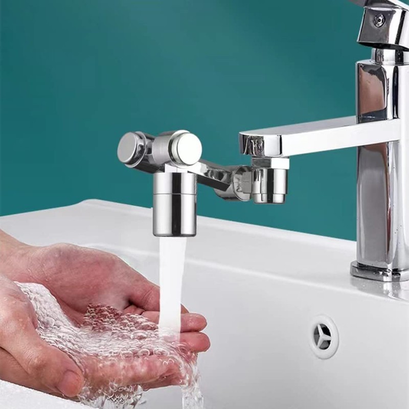 1080° Chrome Rotatable Faucet Extender Aerator w/Nozzle Adapters Swivel Sink
