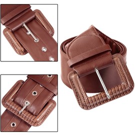 KYEYGWO Women's PU Leather Belt with Adjustable Pin Buckle, Wide Waist Belt, Women's Dress Belt, Classic Casual Belt for Shirt, Wind Jacket, Coat, brown