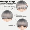 Grey Bob Wigs with Flat Bangs for Women Short Straight