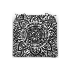 COZY TRENDS Indoor Outdoor Waterproof Chair Seat Pads Cushion |19x19 Inches – Thick Patio Garden Furniture Cushions with Ties (Black)