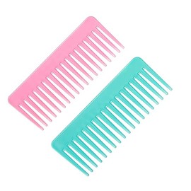 SBWC Large Big Comb Travel and Short Hair Hair Big Teeth Comb Thick Wide Teeth Hair Shampoo Combs for Women's (Multi-color) Pack of 2