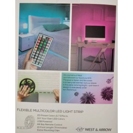 West & Arrow 10 Ft LED Flexible RGB Strip Lights West & Arrow USB Powered Remote Control. NEW