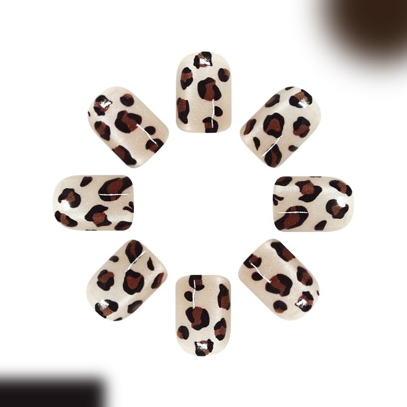Aurora Leopard Glitter Stick On False Nails