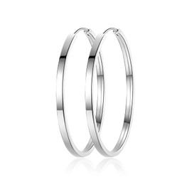 Kamise 925 Sterling Silver Round Pierced Hoop Earrings, Large Cartilage Hoops, Lightweight Hypoallergenic Big Circle 60mm Diameter Earrings with Gift Box