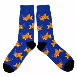 Sockfly NWT Goldfish Dress Socks Novelty Men 8-12 Blue Crazy Fun Sockfly