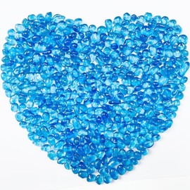 0.88LB Blue Fish Tank Gravel Aquarium Glass Stones Sea Glass Pebbles Aquarium Gravel Rocks Fish Tank Rocks, Beads Pebbles Rock Sand Glass Gems Stones for Vase Filler Fish Turtle Tank Decoration