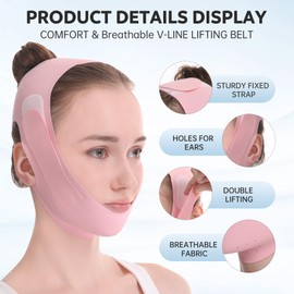 spacemor Face Lifting Belt,Double Chin Reducer,Breathable V Line Shaping Face Masks,Lifting Bandage for Double Chin Up Face Skin