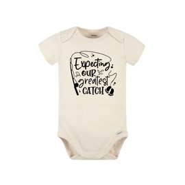 Expecting Our Greatest Catch Baby Announcement Gender Reveal Shirts Pregnancy Announcements Of Baby Custom Baby Onesie Surprise Pregnancy (3-6m onesie, beige)