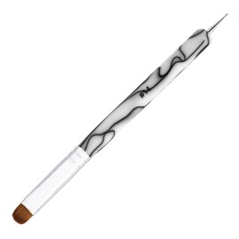 French Nail Brush -2 Way French Gel Acrylic Nail Art Brush with Dotting Manicure Tool for Manicure Cuticle Clean Up Nail Art Design- Professional Nail Salon Quality Brush, Nail Dotting Pen (Red, 14#)