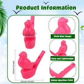 48 Pack Plastic Bird Whistle Novelty Water Warblers Whistle Colorful Bird Water Whistle for Kids Adults Water Bath Party Games Favors Fun Musical Instrument Toy, 4 Colors