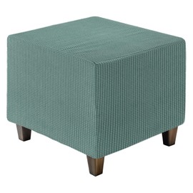 sourcing map Ottoman Cover Square, Jacquard Ottoman Slipcover with Elastic Bottom, Stretchable Footrest Stool Covers for Living Room Furniture Protector (Green, Large Size)